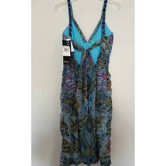 Adrianna Papell Silk Babydoll Dress Beaded / Sequince Size 12 Fairycore New - Picture 5 of 6
